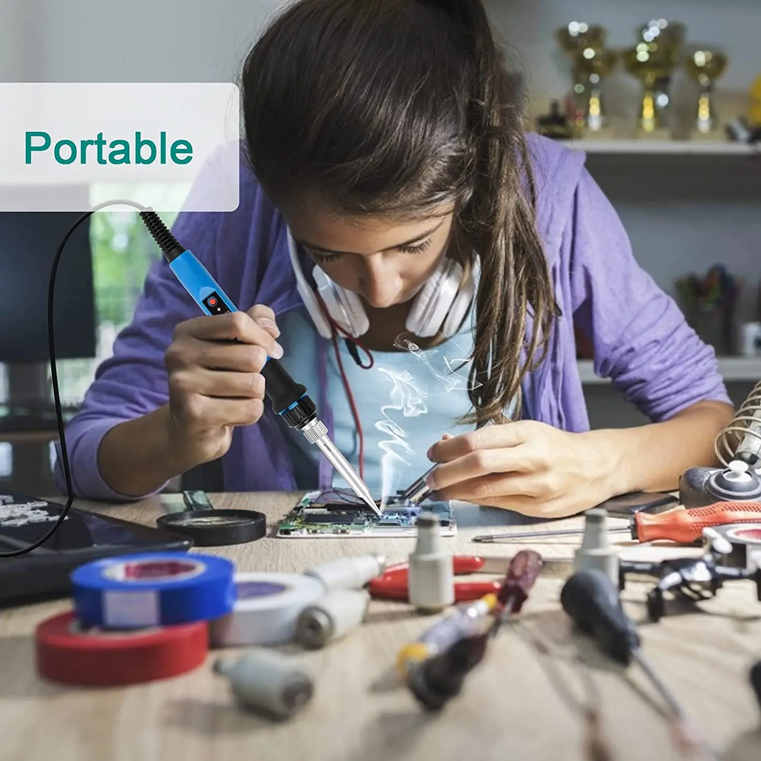 Professional Electric Soldering Iron with LED Display, 80W Adjustable Temperature, Home Repair Tool Kit for Electronics