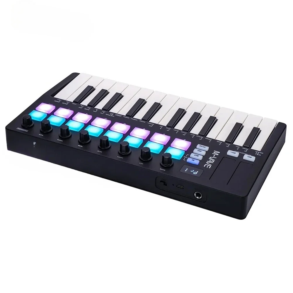 

25 Key MIDI Keyboard With 16 Velocity Sensitive Touchpads 8 Knobs 360 Thumbstick M-VAVE MIDI Controller