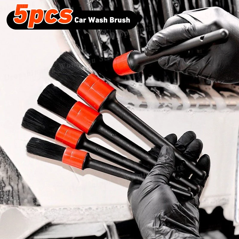 

5pcs Car Wash Brush Soft Brush Detail Small Automotive Interior Cleaning Tools Air Conditioner Air Outlet Cleaning Brush