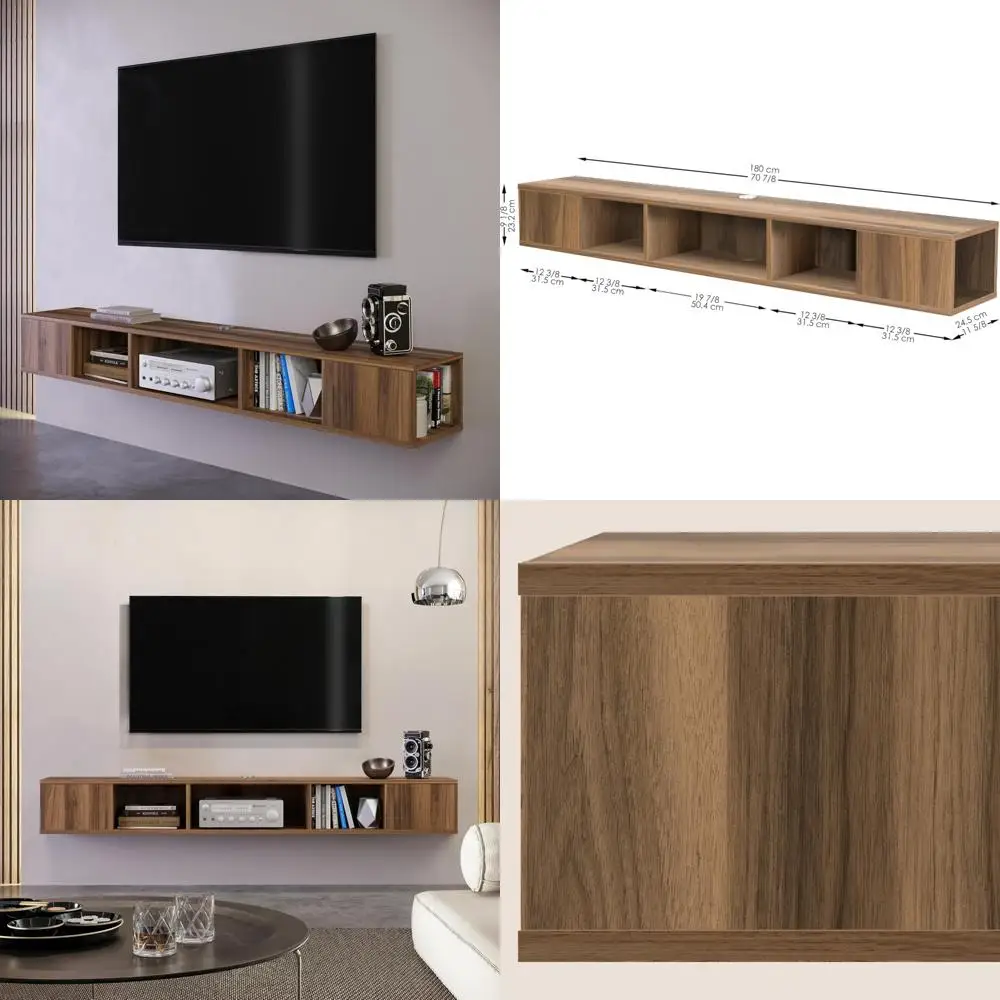 atelier mobili soporte flotante moderno para TV montado en la pared, centro de entretenimiento montado en la pared, consola de TV moderna, color nogal, TV flo