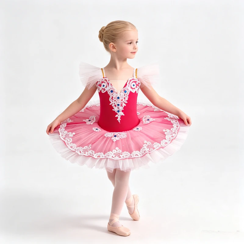 プリンセスパフォーマンス妖精チュチュ子供服バレエレオタード女の子のためのドレスステージ衣装ダンスウェア夏子供服