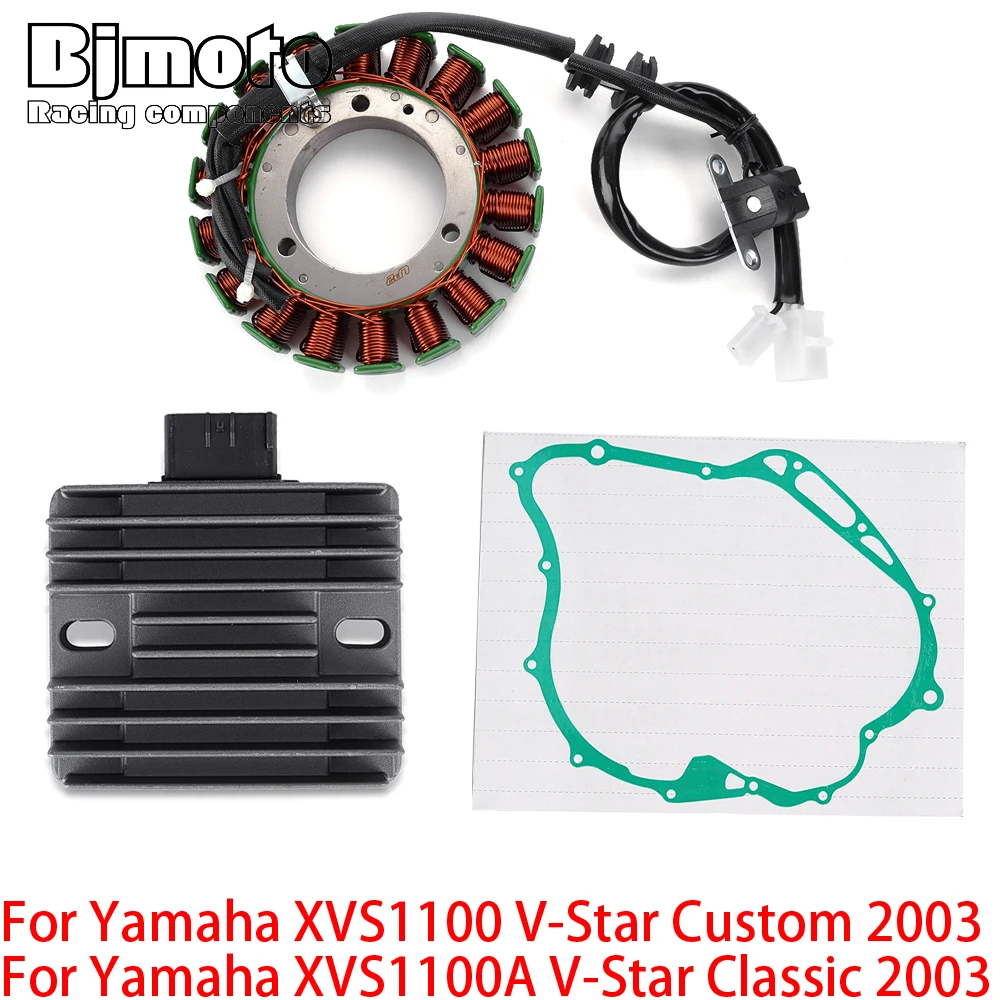 

XVS1100 2003 Engine Stator Coil+Voltage Regulator rectifier For Yamaha XVS 1100 XVS1100A V-Star Custom Classic with Gasket