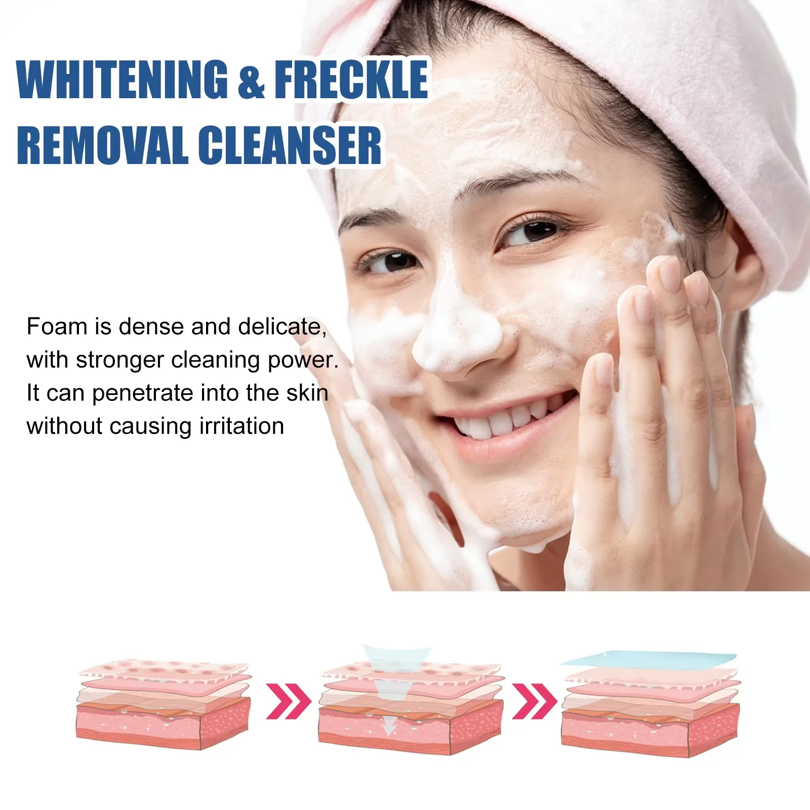 Whi-tening Facial Cleanser Remove Melasma D-ark Sp-ot Pigmentation Anti Acne Deep Moisturizing Brightening Smooth Face Skin Care