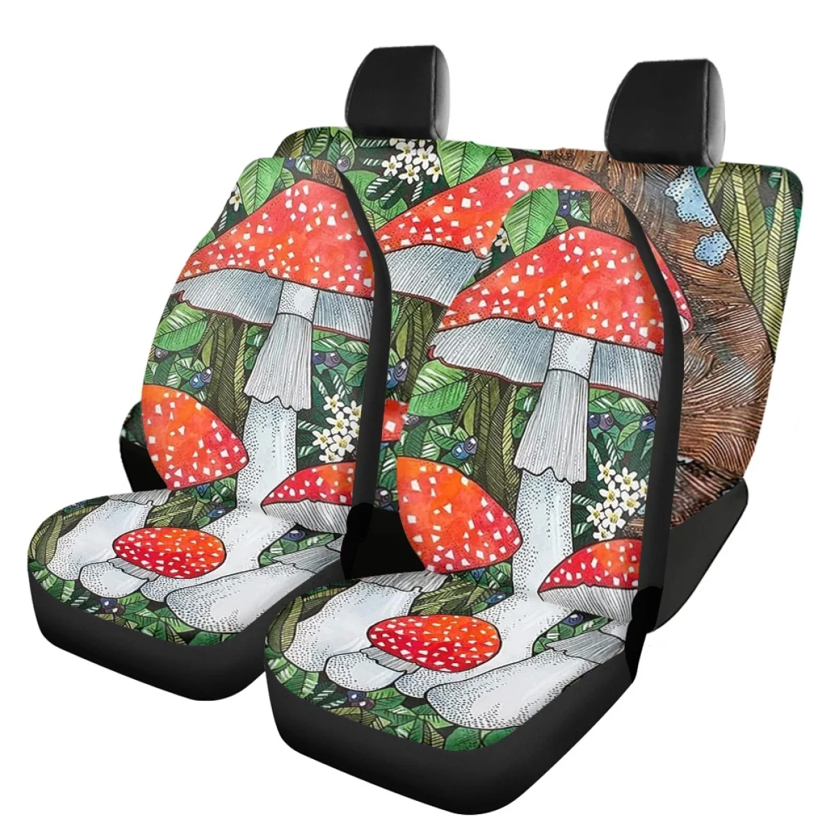 Magic Mushroom Landscape Car Interior Seats Cover Protector Universal Auto Seat Covers Vehicle Full Set Protector Interior