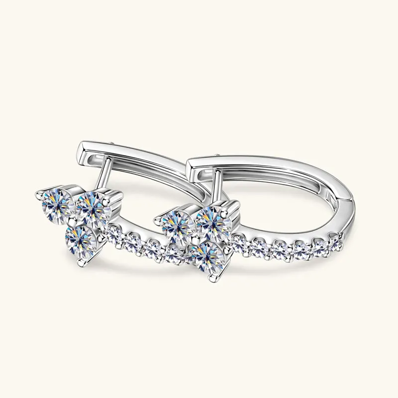 

Сертифицированные серьги-кольца из муассанита Ehhai GRA круглой огранки для женщин, серьги-клипсы из настоящего стерлингового серебра S925, ювелирные изделия Pendientes