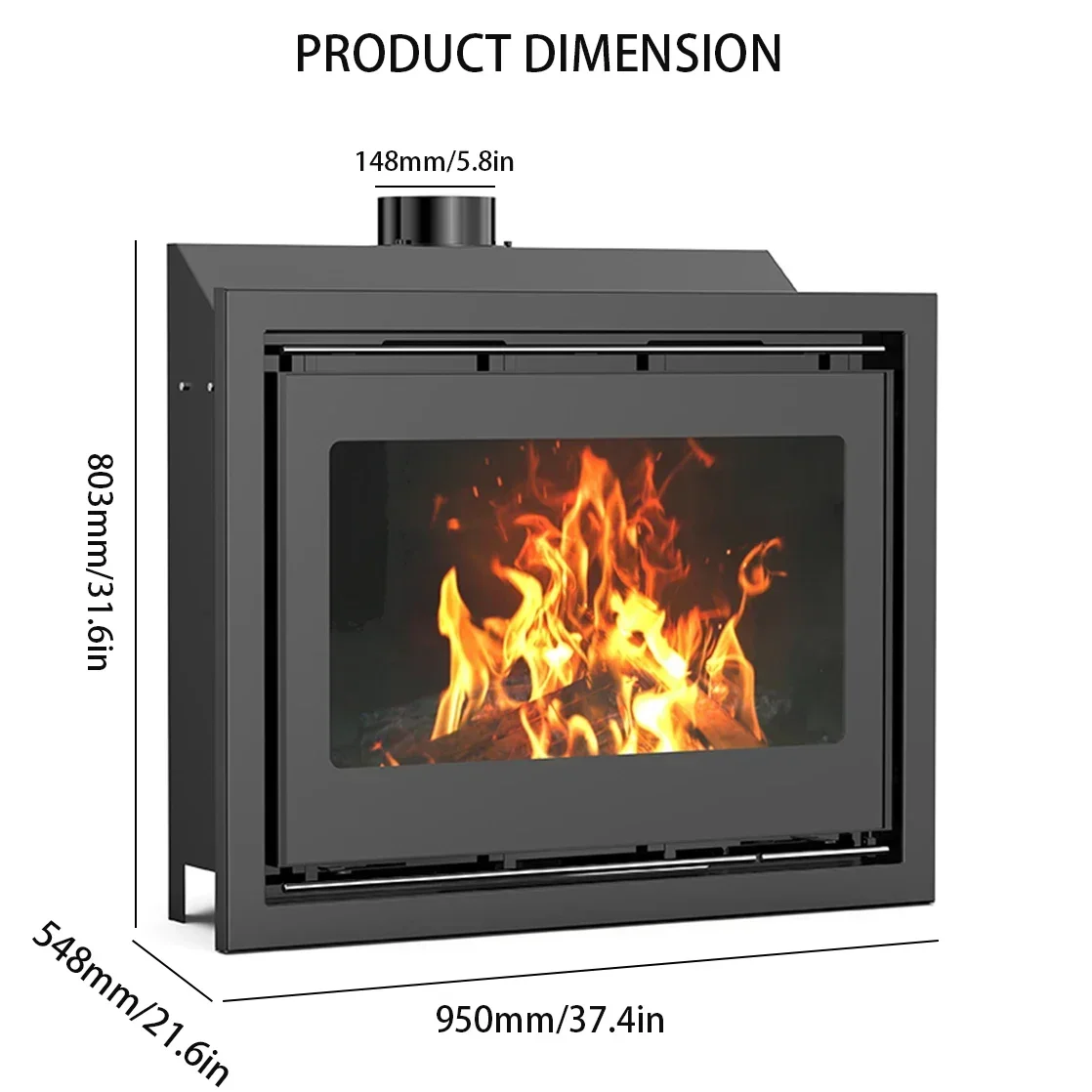 R1801A European Cozy Built-in High Efficiency Wood Fireplace Insert Wood Burning Stove Fireplace Indoor For Living Room