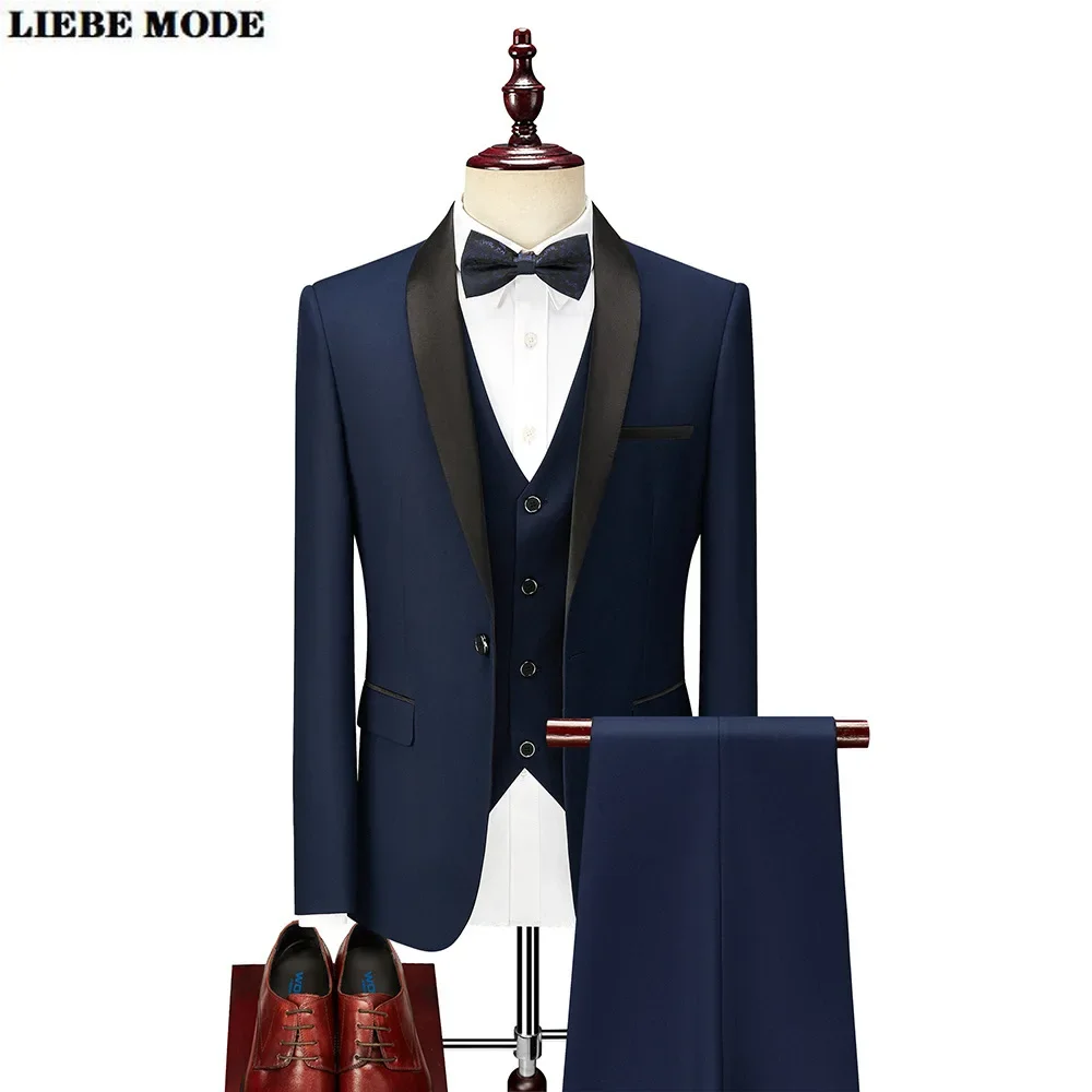 

Male Wedding Groom Prom Suit Black Grey Burgundy Slim Fit Tuxedo Men Formal Business Work Suits 3 Piece Set (Jacket+Pants+Vest)