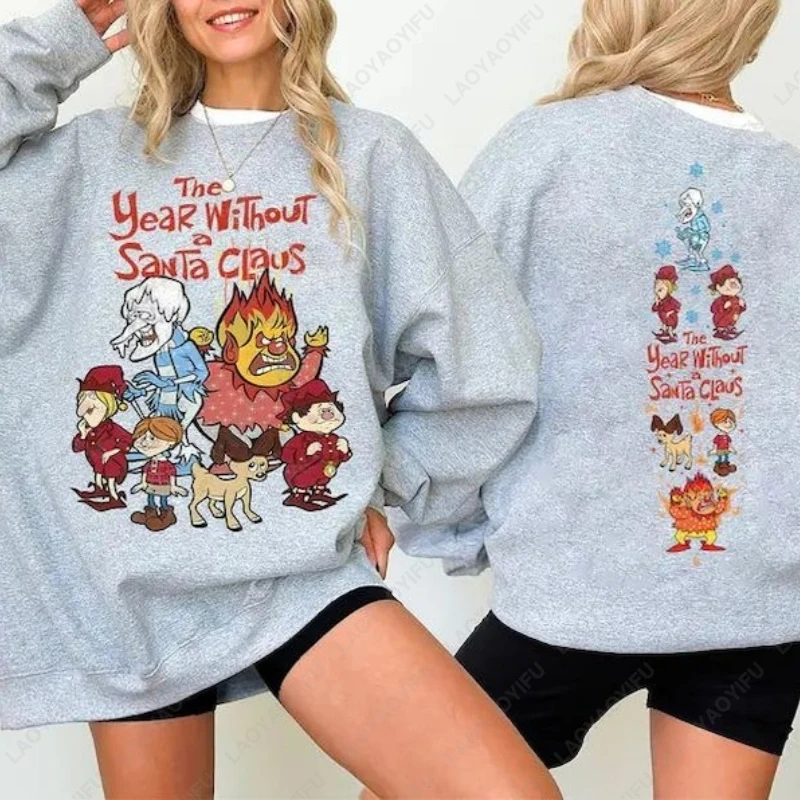 

Vintage The Year Without Santa Claus Sweatshirt Retro Christmas movie Miser & Heat Miser Backprint Long Sleeve Unisex Pullover