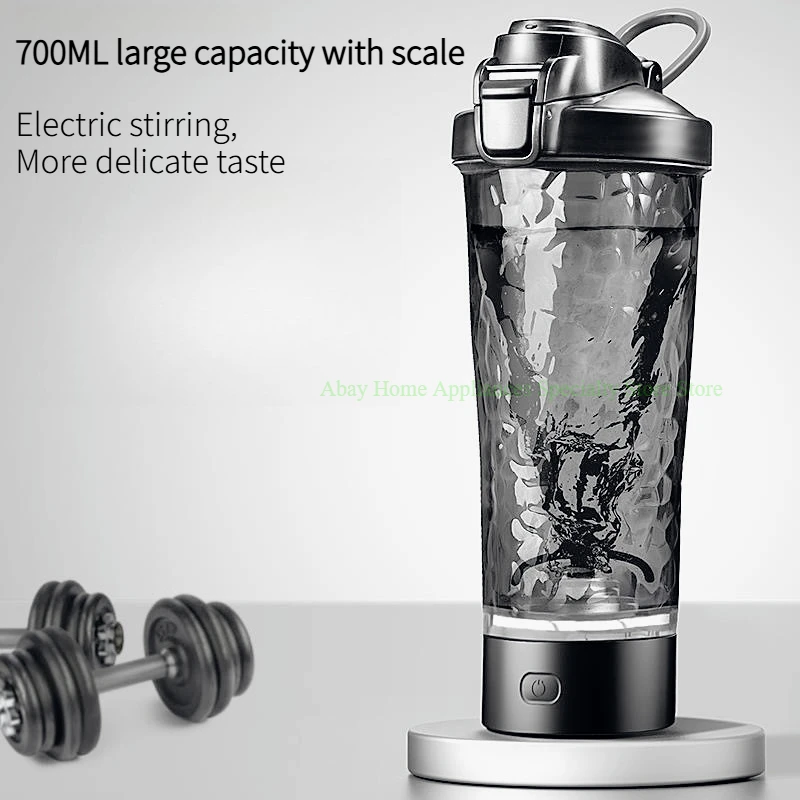 700ML Rechargeable Electric Mixing Shaker Bottle Plastic Protein Powder Mix Cup Portable Gym Fitness Sports Drink Bottle