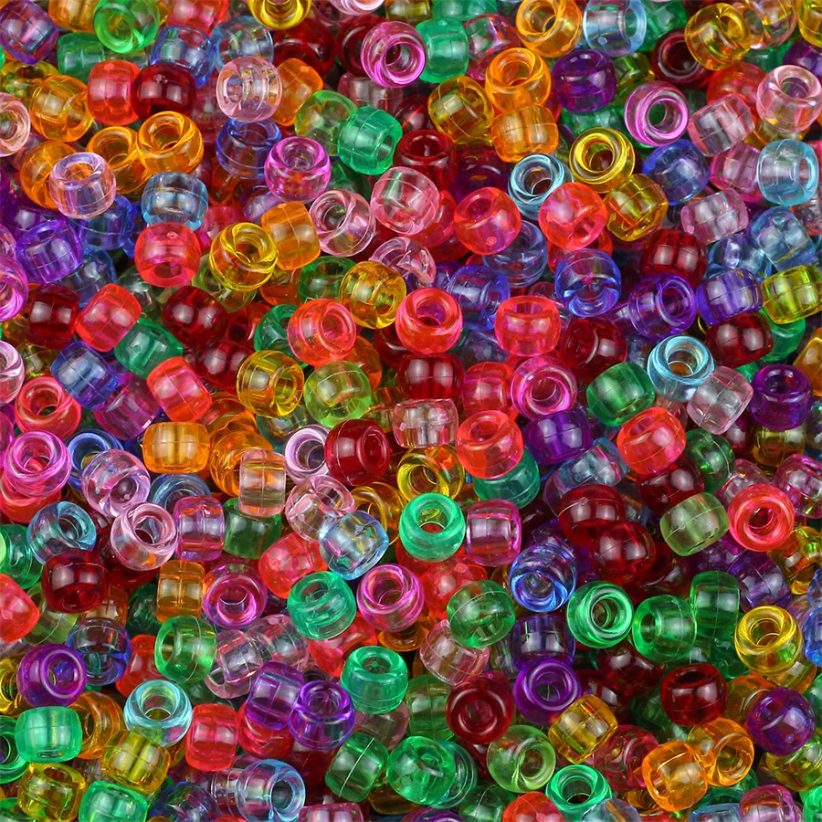 100-400 sztuk 6*9mm kolorowe przezroczyste duże otwory kucyk koraliki do tworzenia biżuterii Diy włosy brudne warkocze bransoletka naszyjnik hurtownia — zdjęcie 5