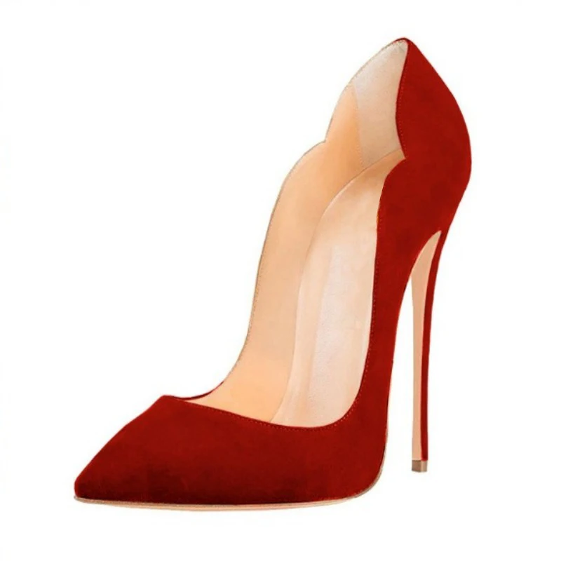 

DIZHUANG shoes Sexy women's high heels. About 12cm heel height. Pointed toe pumps. Red suede single shoes. Fashion show banquet