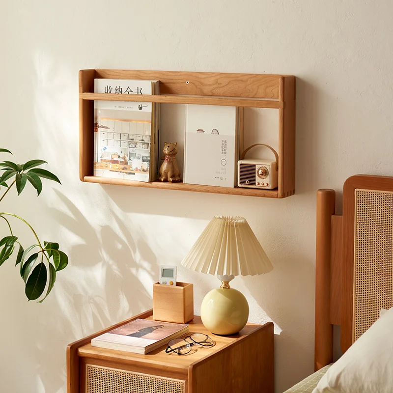 

Punch-free Newspaper &magazine Holder Solid Wood Wall Bookshelf Living Room Storage Cabinet Kids' Desk Book Display Stand