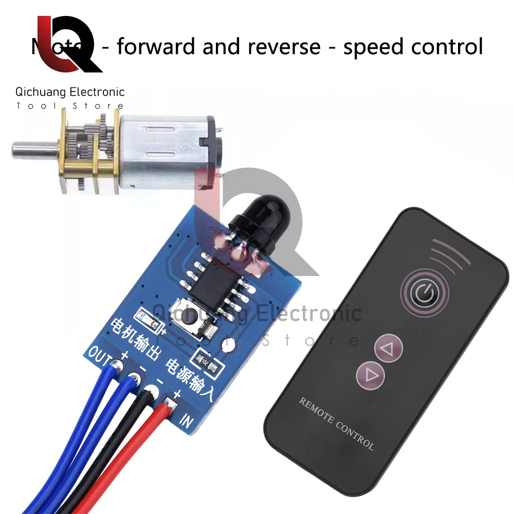 Controle remoto sem fio DC Motor Speed Controller, Forward Reverse, PWM Regulamento de velocidade, Escurecimento Módulo, DC 3-12V, 0.5A