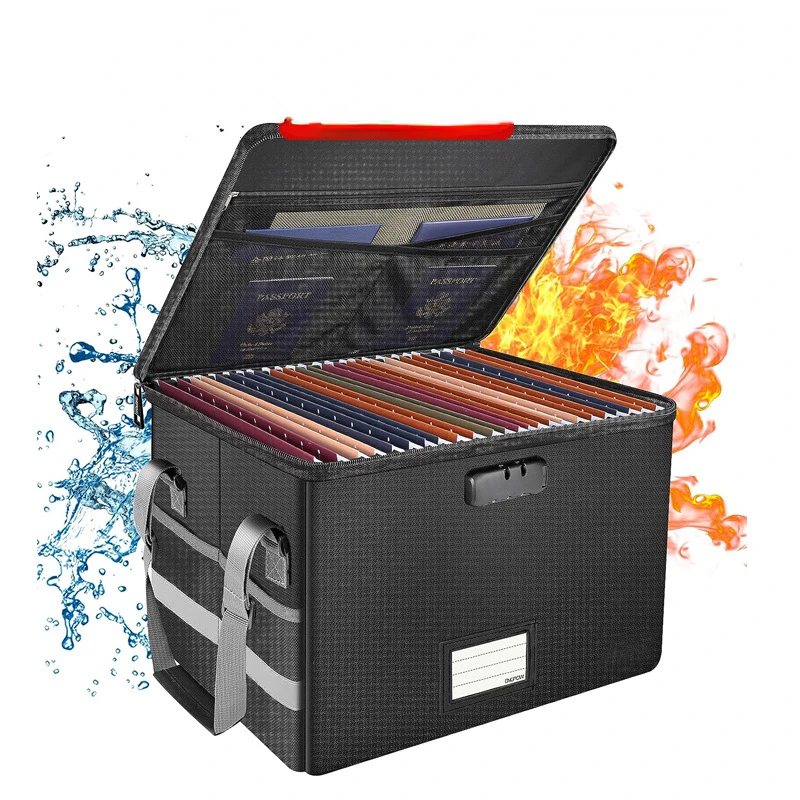 Large Capacity Fireproof and Waterproof File Box Safe for Home and Office Storage