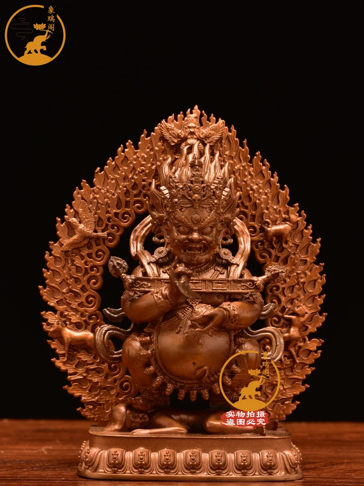 Bronze antique tantric two-armed maha gala portable small Buddha statue Tibetan car bronze statue 3 inches 11cm