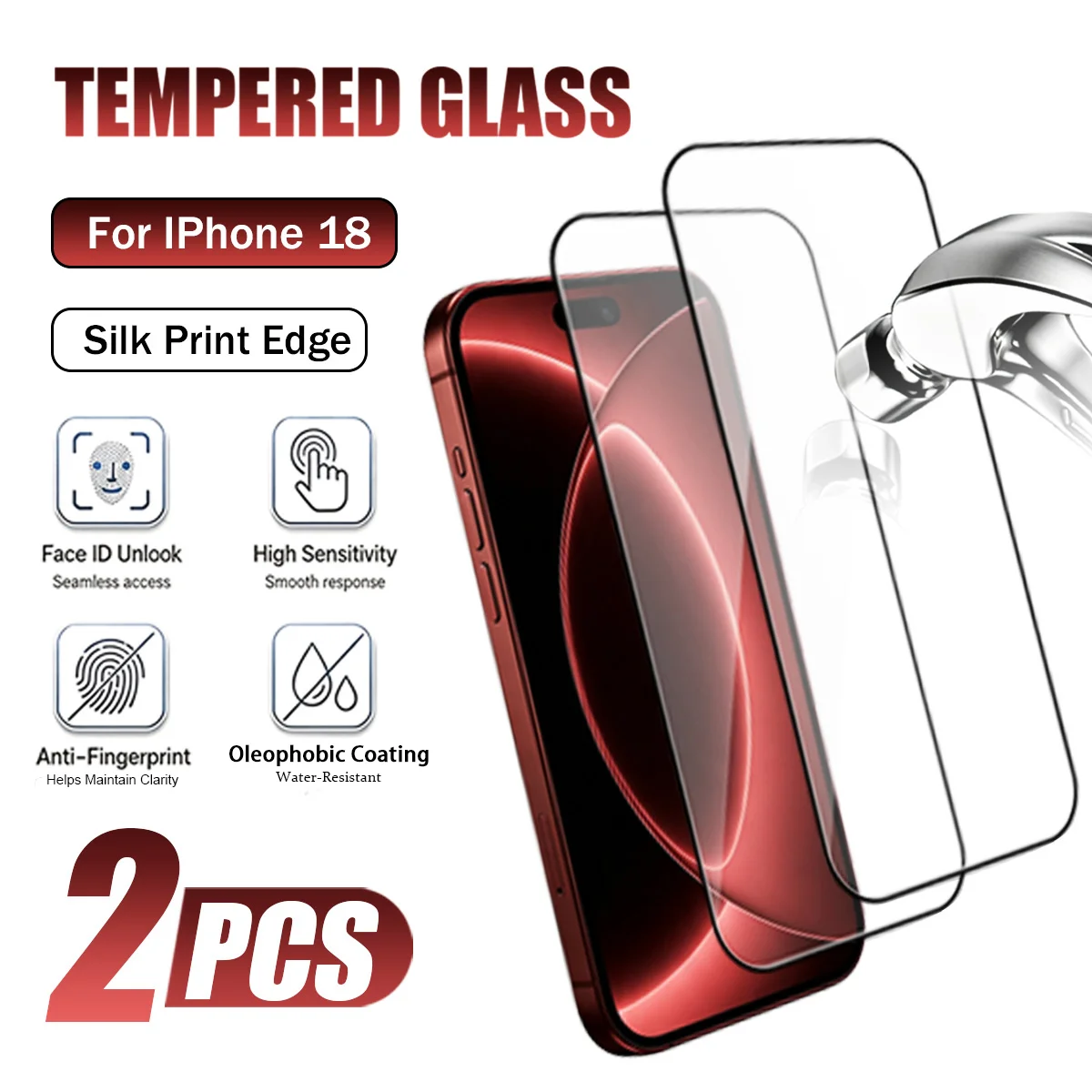 High definition tempered film two-piece package is suitable for Apple anti-drop, anti-fingerprint and anti-oil daily protective