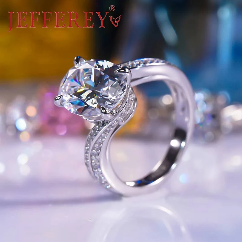 

PT950 Platinum Gold Oval Shape Ring Inlaid D VVS 5CT Moissanite Diamond Wedding Band for Women Couples Luxury Party Jewelry Gift