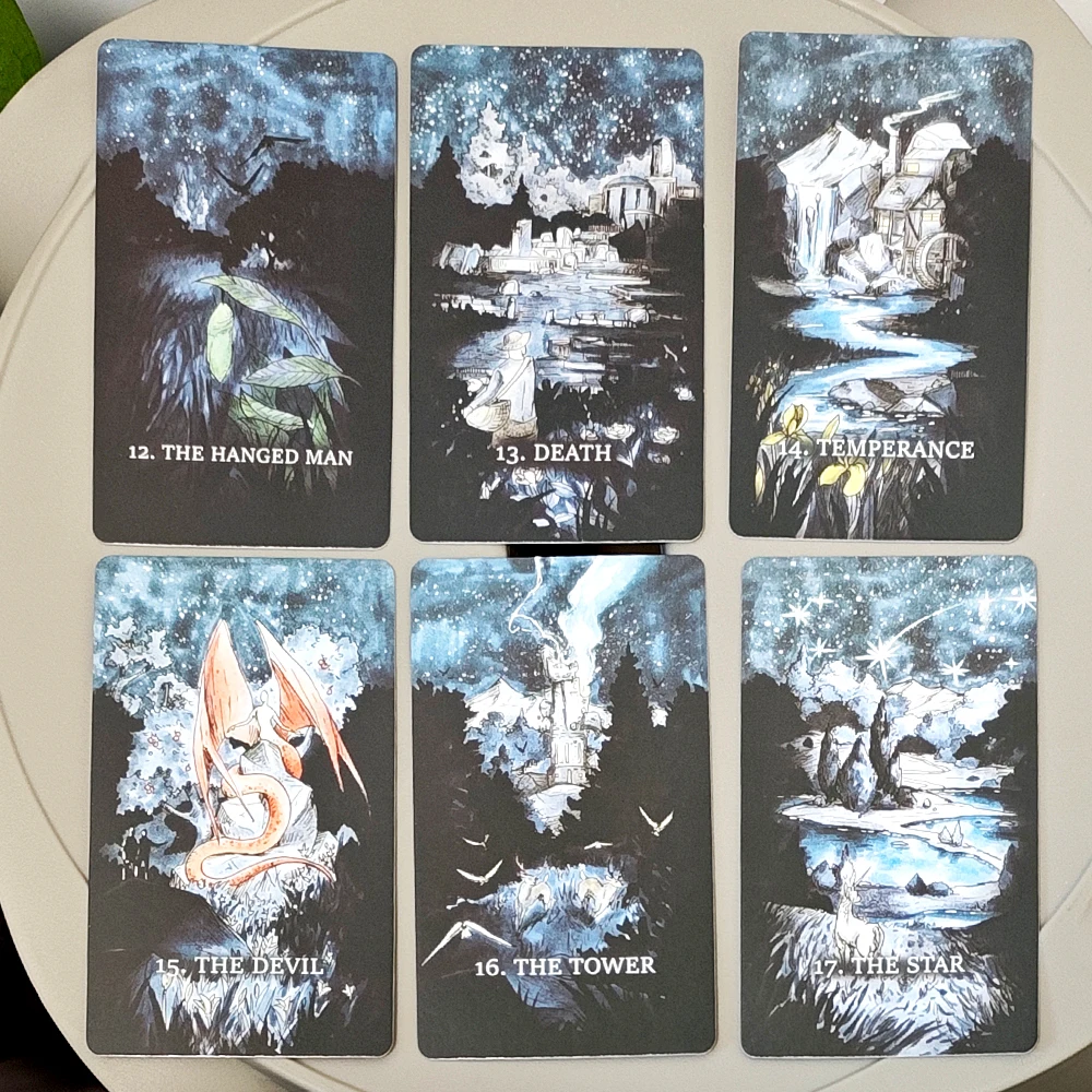 80 handgezeichnete Panoramakarten, 10,3 x 6 cm, nahtlose Landschafts-Fantasie-Tarot, das endlose Tarot-Deck