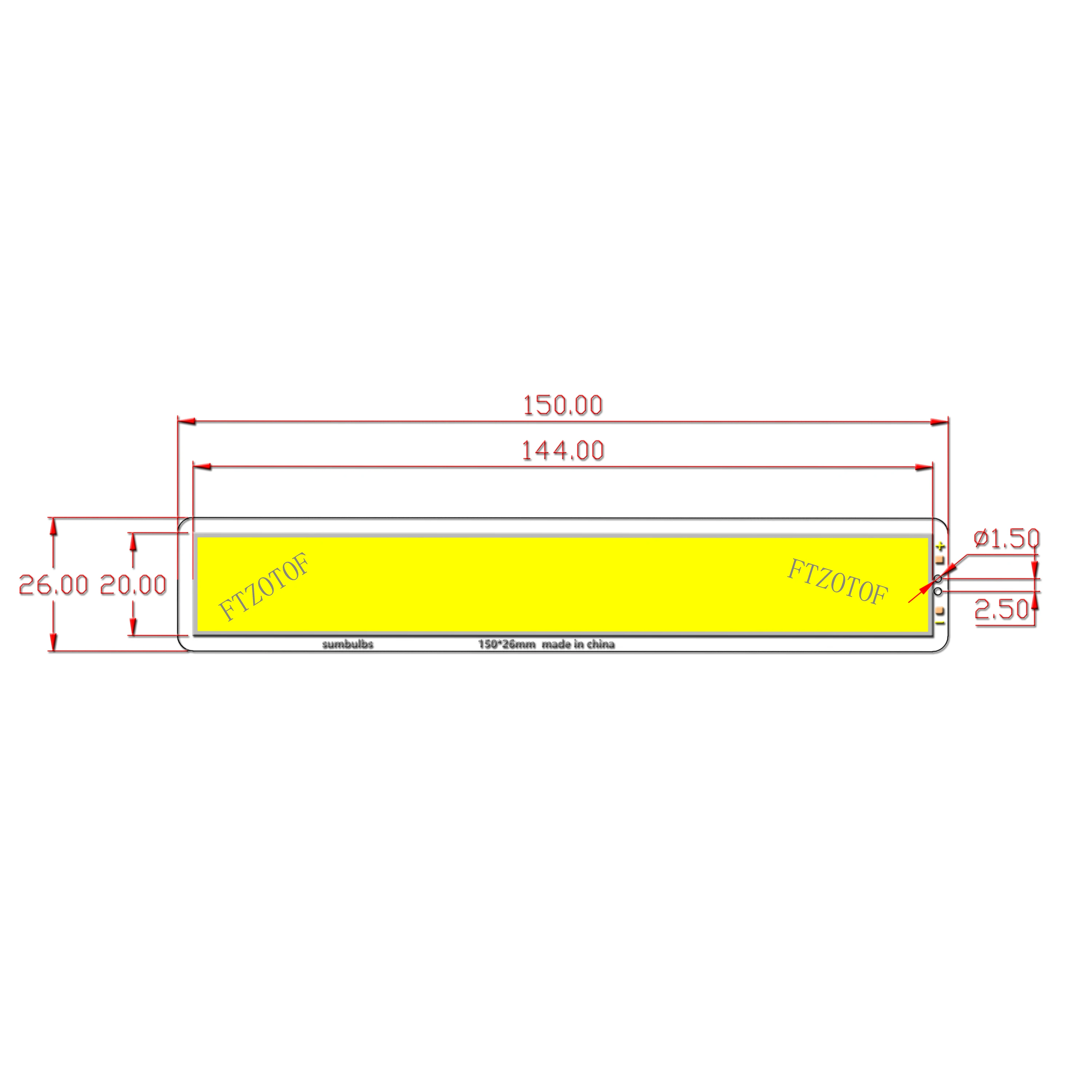 Lampadina LED FTZOTOF 12V DC lampada COB Bar Chip Baord 150x26mm 8W striscia a bordo 15cm 500lm LED bianco caldo freddo per sorgente di