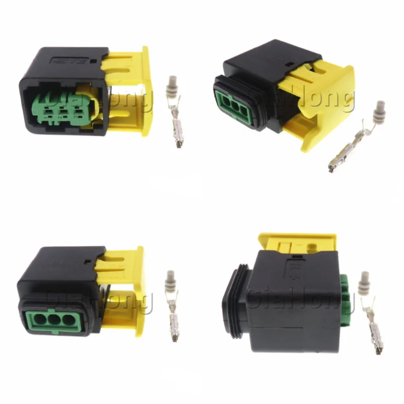 1 Set 3 Ways AC Assembly Auto Parts 3-1418448-1 Car Sealed Connector High Temperature Resistance New Energy Green Wiring Socket