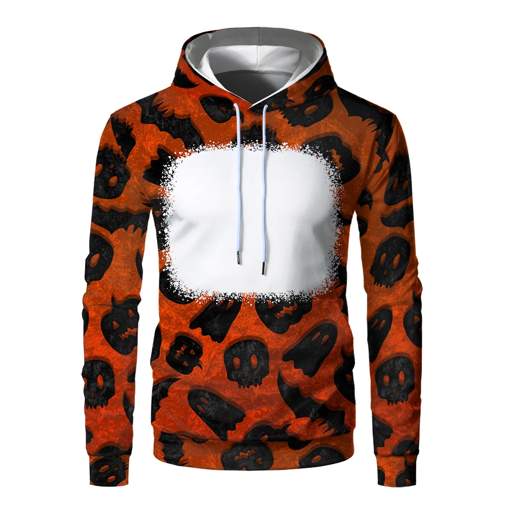 Fashion Sublimation Blank Halloween Sweatshirt Tops Simple Clothing Hip Hop Unisex Men Women Kids Polyester Hoodie for Diy Logo