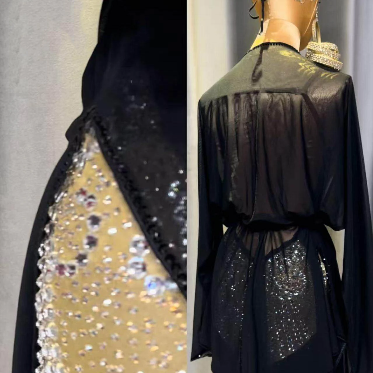 라틴 댄스 AB 스톤 여성 성인 어린이 고급 맞춤형 블랙 골드 블랙 풀 챔피언 삼바 공연 드레스