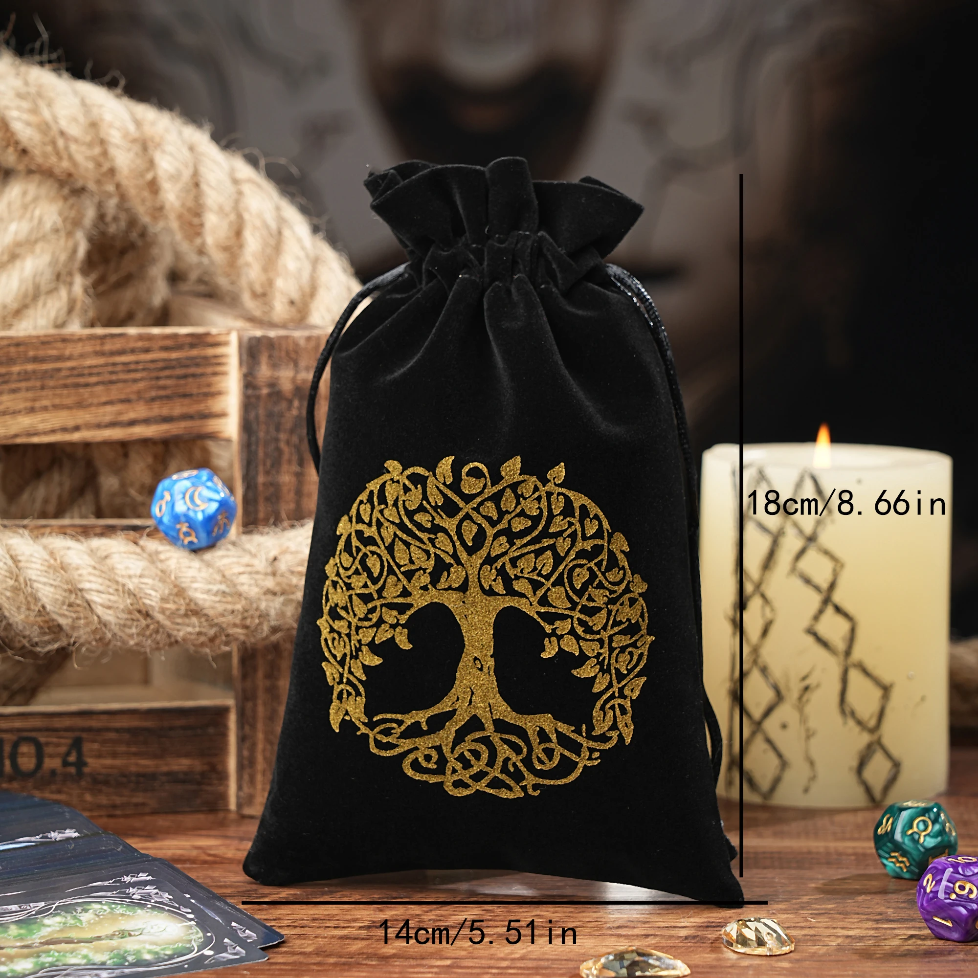 1pc 14x22cm Black Velvet Moon Phase Tarots Cards Storage Bag Jewelry Pouch Travel Cosmetic Gift Bag Hand bag Coin Dice bag