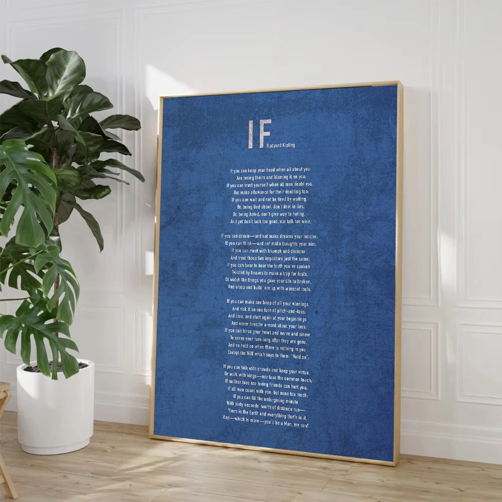 Affiche d'art mural rétro sur toile avec poème de Rudyard Kipling, impression sur toile, pour bureau, cuisine, chambre à coucher, décoration d'intérieur inspirante