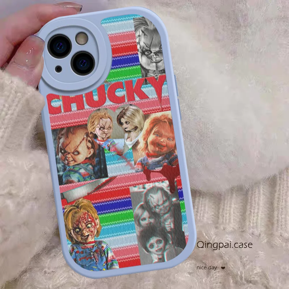 Horror Movie Scary C-Chucky Doll Phone Case Hard Leather For iPhone 15 14 13 12 Mini 11 14 Pro Max Xs X Xr Plus Fundas