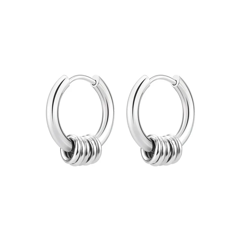 Vergoldete Schwarze Kleine Creolen aus Edelstahl Personalisierter Titanstahl-Schmuck Einfaches Modisches Accessoire – Detail 4