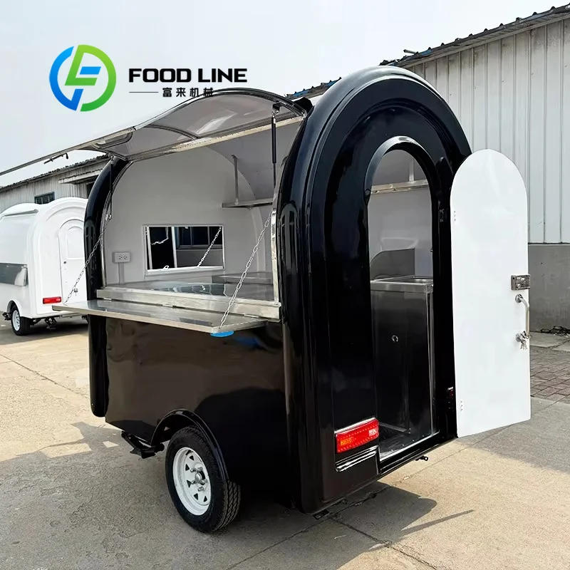 Food Trailer Mobile Vending Cart For Coffee, Bubble Tea Selling Equipped With Practical Work Counter For Beverage Business