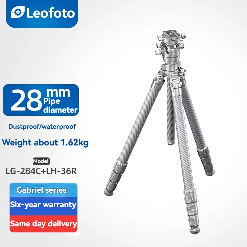 

Leofoto LG-284C Gabriel Wing Silver Flagship Tripod Photography & Videography Waterproof Carbon Fiber Arca-Compatible Tripod Hea