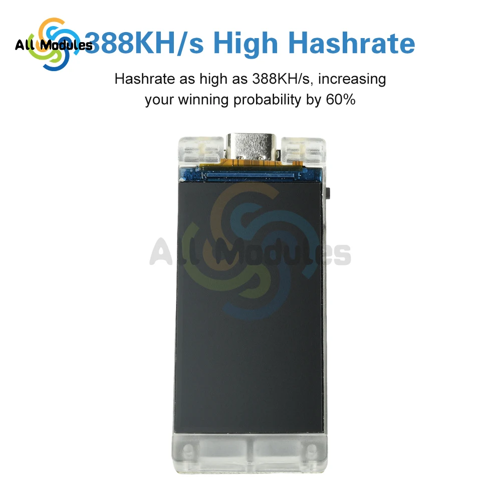 لوحة تطوير ESP32-R8 مع شاشة TFT مقاس 1.9 بوصة - وحدة T190 لحساب معدل التجزئة (388 كيلو هرتز/ثانية) WiFi BT & Type-C #1