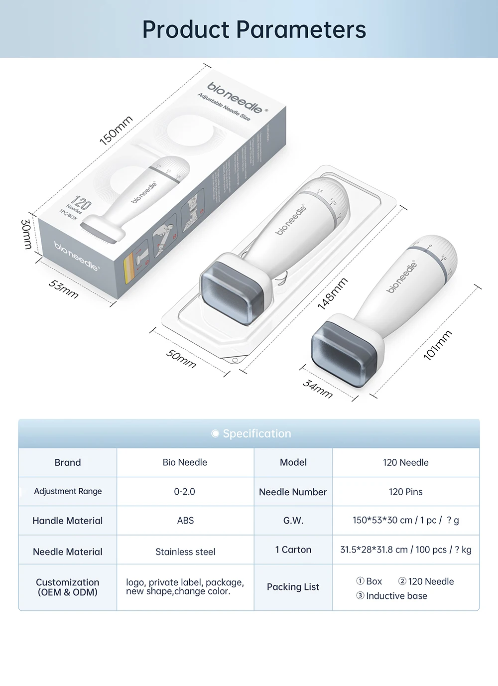 Einstellbarer Bio-Nadelstempel 120 Mikronadeln aus Edelstahl, Mikronadel-Derma-Pen für Haarwuchs und Hautpflege, Schönheitsgerät – Detail 9