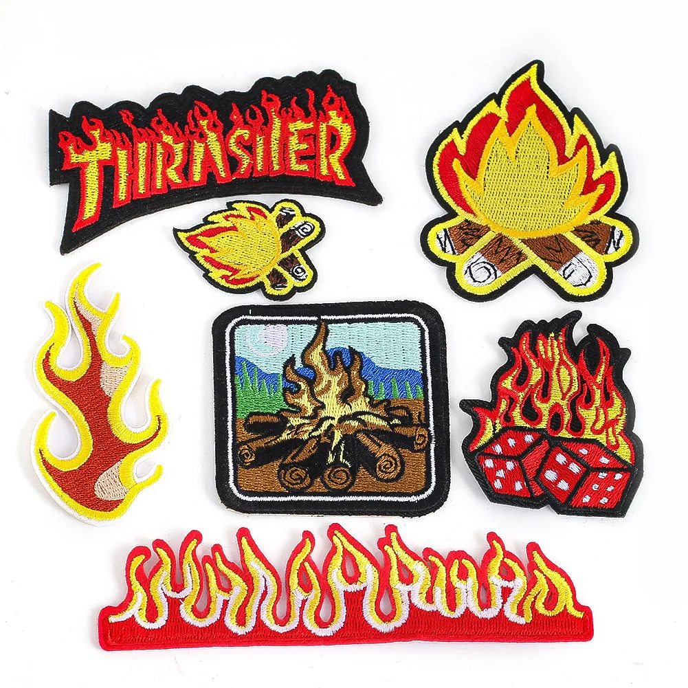 Individually exquisite flame bonfire embroidery cloth stickers for children's clothes, backpack decoration DIY fabric