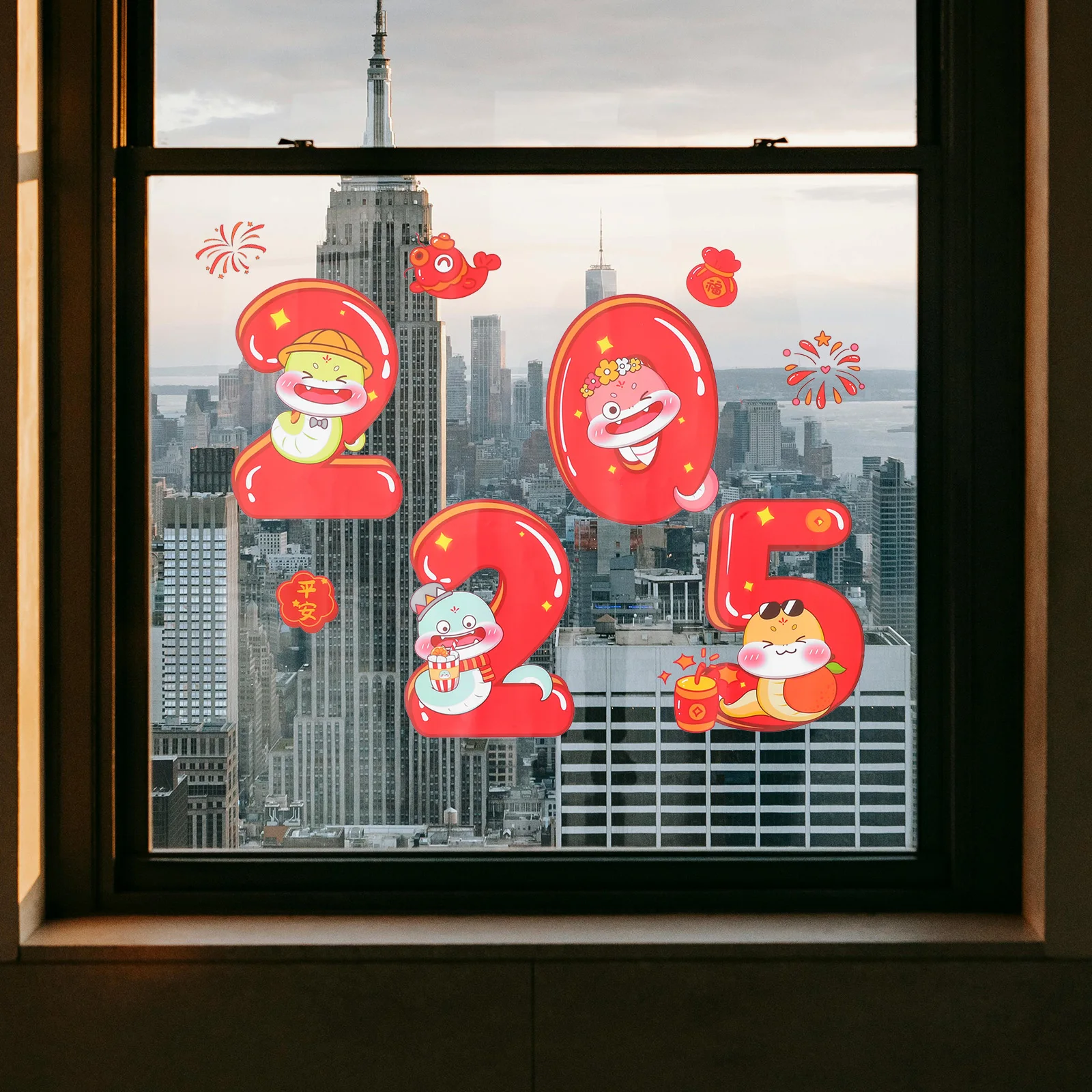 

2025 New Year Snake Year Window Clings Decals Stickers Spring Festival Home Store Office Decorations Party Glass Static No Glue