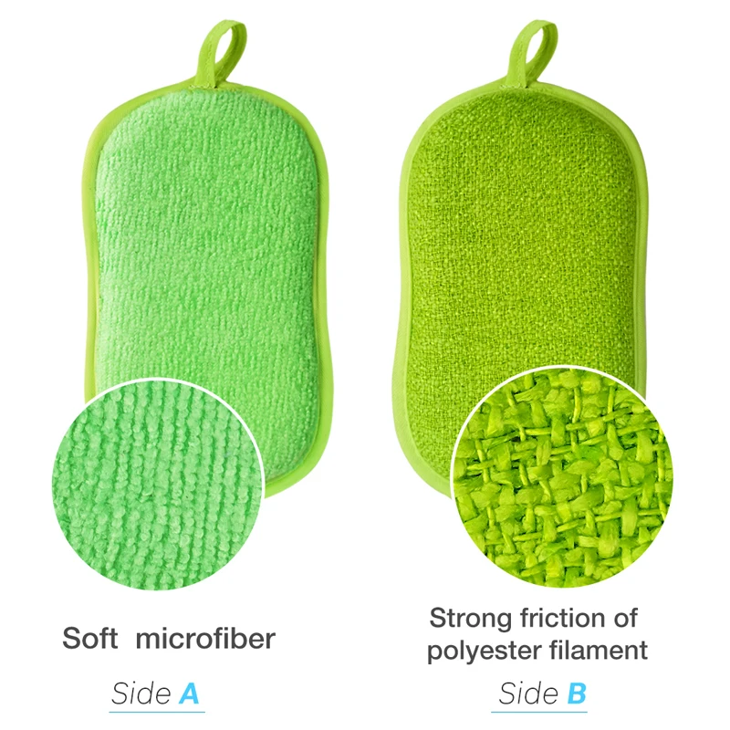 Kitchen Cleaning Scrubbing Sponges Reusable Non-Scratch Microfiber Scrubber Sponge Kitchen Home Clean Pot Pan Dish Washer Sponge