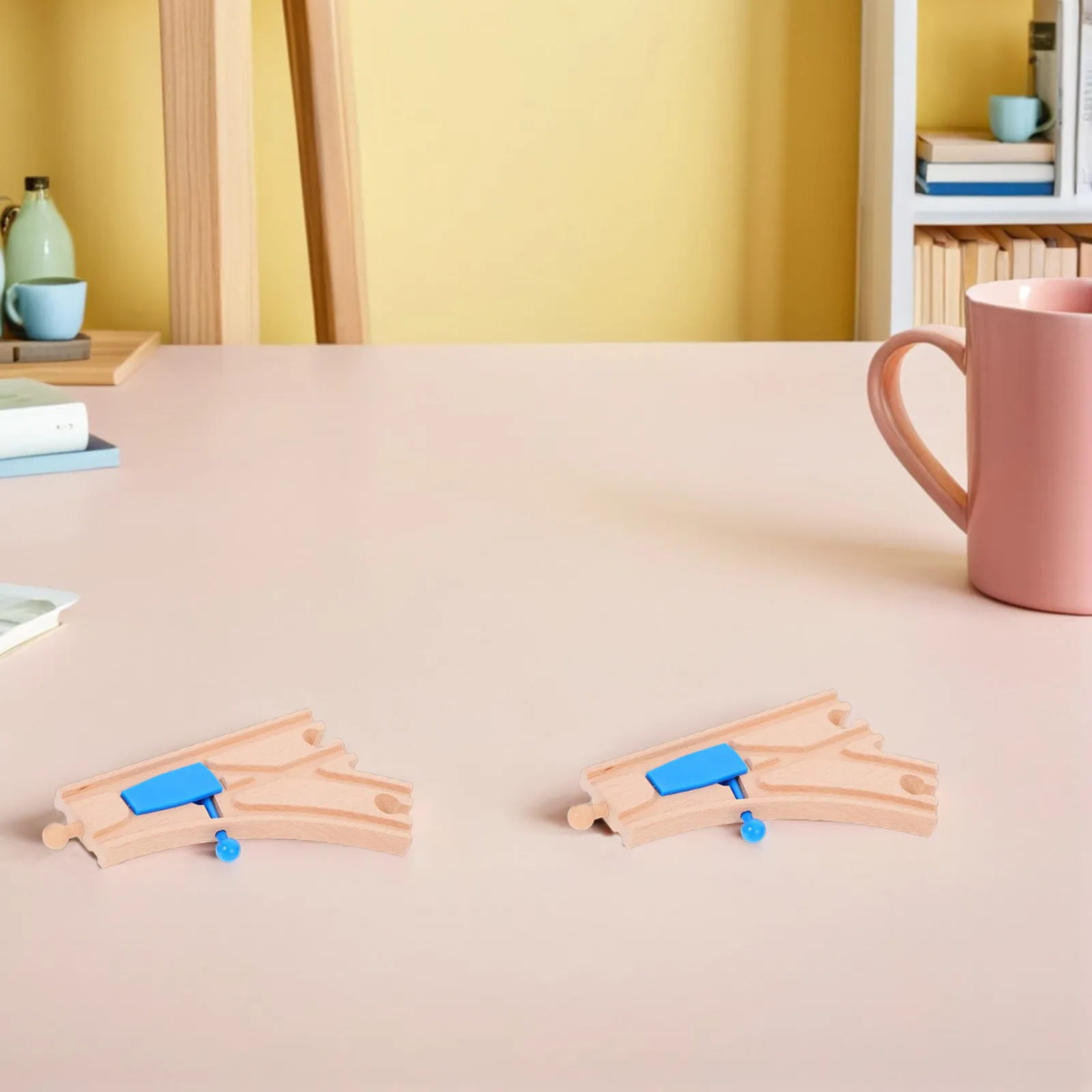 

2Pcs Wooden Train Track Switch Curved Sections Compatible Major Brands Stimulate Imagination Toddlers Rail Set