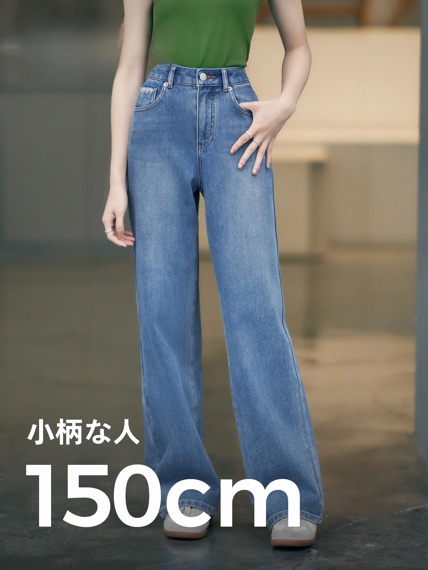 

Blue Straight Leg Jeans Women's High Waist Cotton Pants Small Size Spring New Arrival Q7 Yang Yichai Denim Trousers