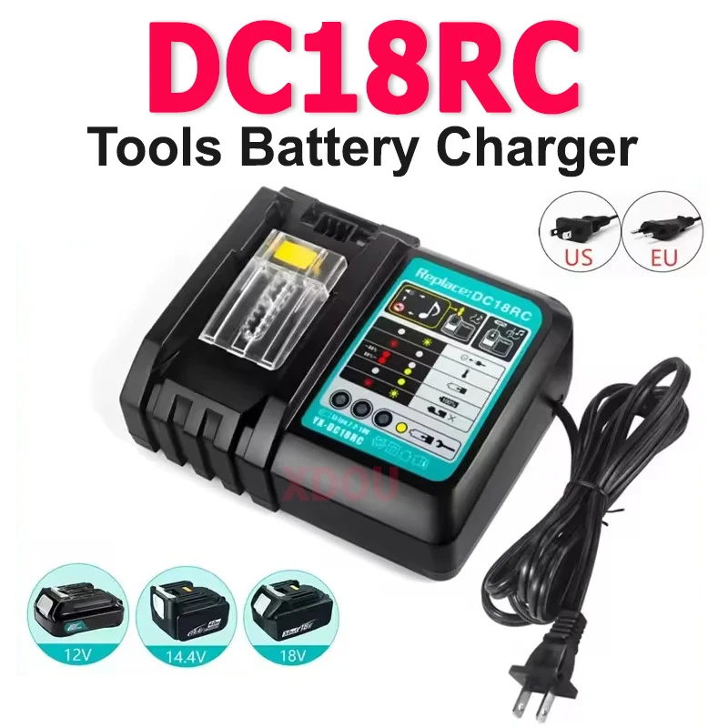 

Зарядное устройство для литий-ионного аккумулятора DC18RC 3A для Makita 18 В 14,4 В BL1860B, BL1850B, BL1840, BL1830, BL1820, BL1415, BL1440 Зарядное устройство для электроинструментов