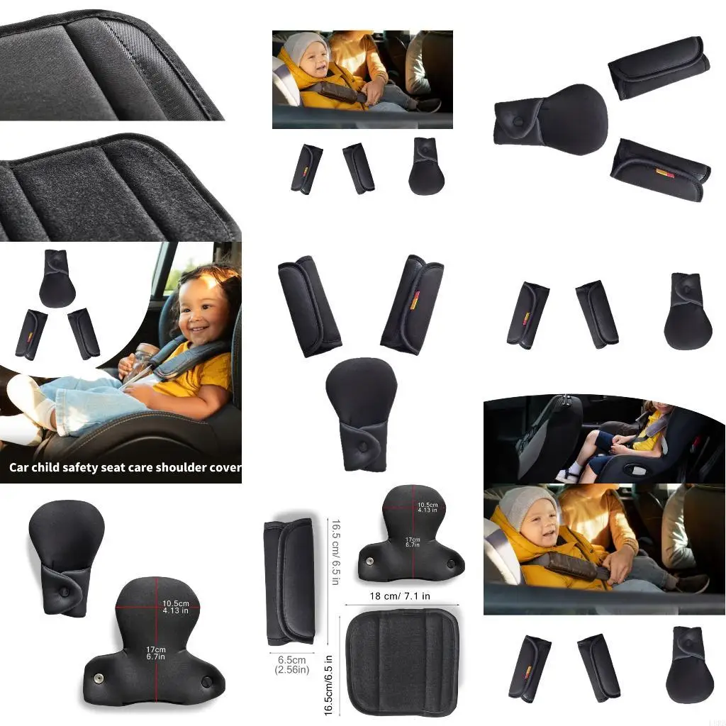 حزمة من 3 واقيات مقاعد سلامة الرضع غطاء حزام بوليستر قابل للتنفس لعربات الأطفال ومقاعد سيارة الأطفال L8RB
