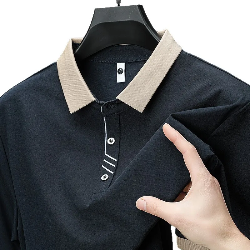 Summer men's Chinese style fashionable urban short sleeved T-shirt with versatile collar and simple business T-shirt top