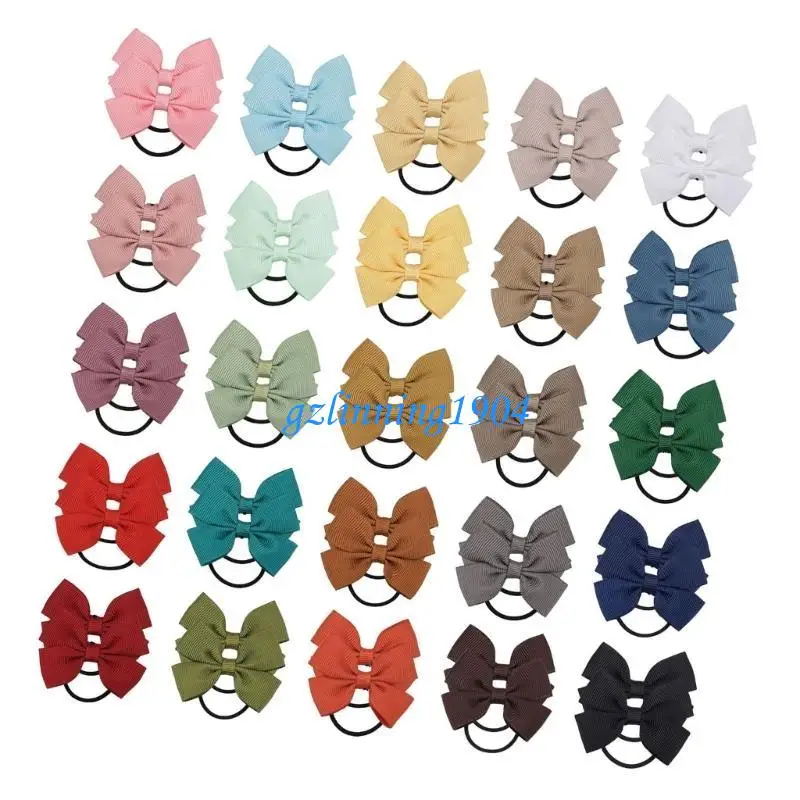 

L5YD 40pcs Elastic Scrunchies Grosgrain Bows Hair Ties for Infants and Toddlers