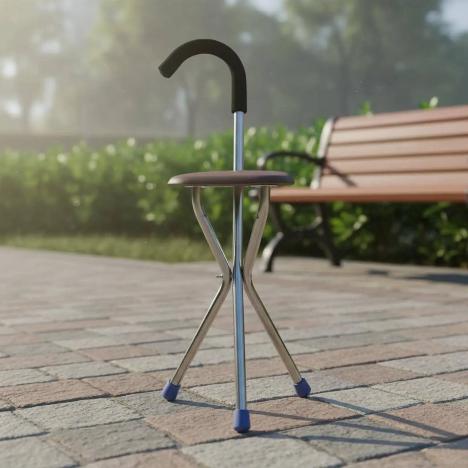 Hiking Cane with Seat Anti-Slip Portable Cane Stool Trekking Pole Chair Comfortable Grip Lightweight for Elderly, Outdoor