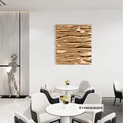 Square Ripple Metal Background Wall Pendant, Living Room, Bedroom, Villa Decoration