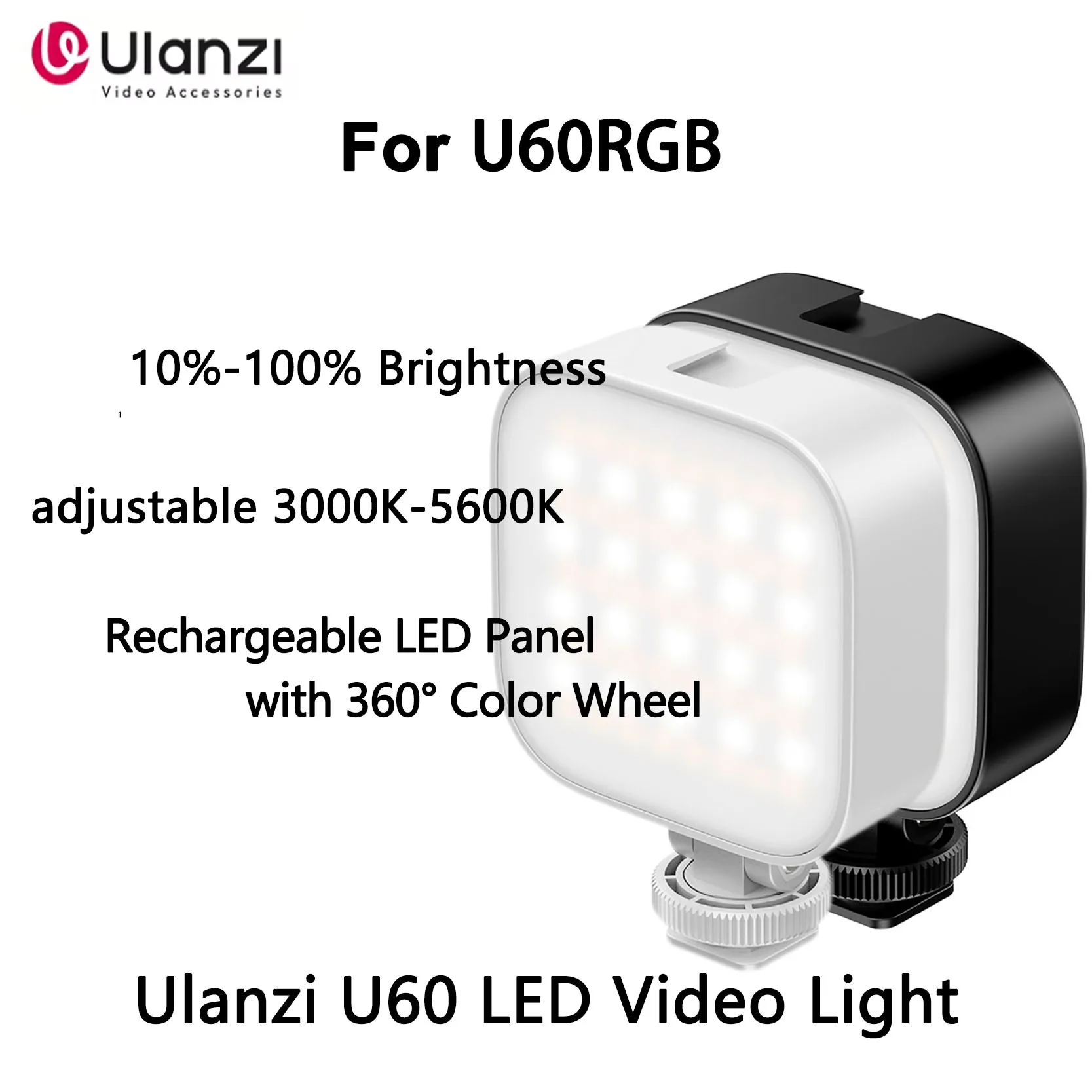 

Оригинальный светодиодный светильник Ulanzi U60 для видеосъемки 5600K с регулируемой яркостью и ЖК-экраном для студии и YouTube