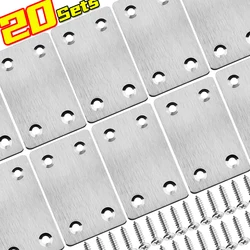 Stainless Steel Fixing Corner Brackets Silver 4 Hole Metal Flat Repairing Plate with Screws Portable Wooden Furniture Fasteners