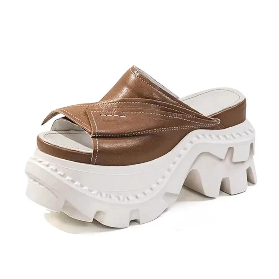

Exclusive Design Platform Slippers Sandals for Women 2025 Summer Collection Black Elevating Soles Petite-Friendly Open-Toe Slide
