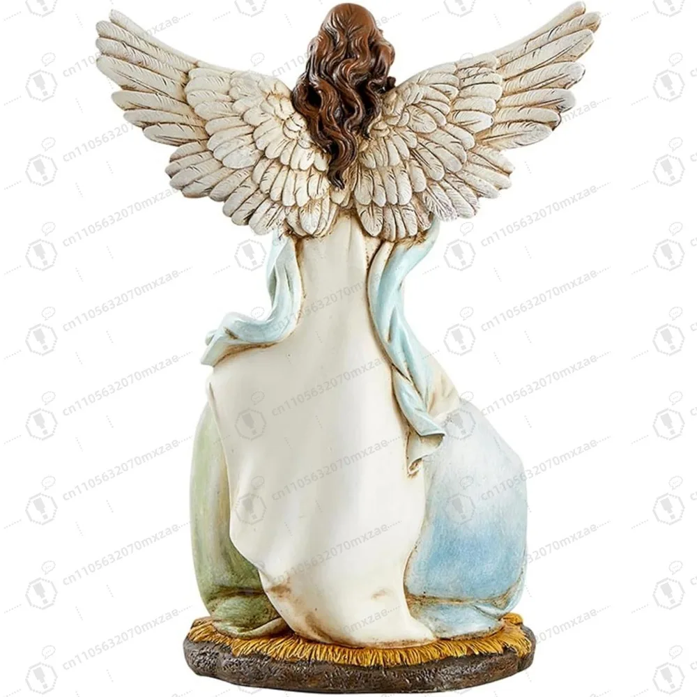 

Angel with Holy Family Nativity Statue, Religious Resin Figurine, Seasonal Home Decor, 12 Inches,Perfect for Easter gifts