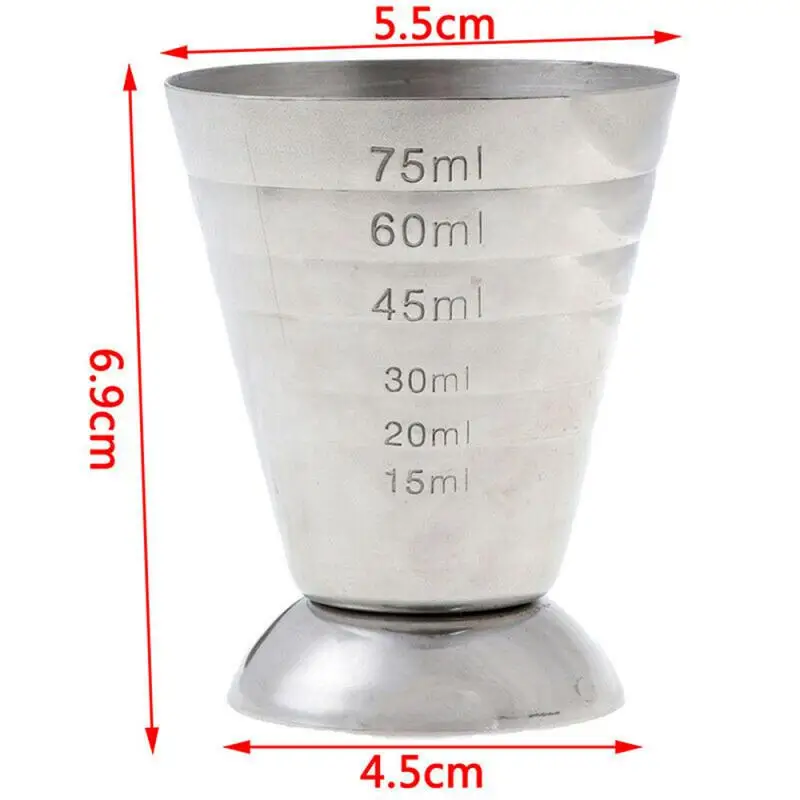 75ml Metal Measure Cup Cocktail Shaker Party Bar Drink Spirit Measure Jigger Drinks Mixed Gadget Kitchen Accessories